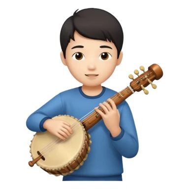 asian boy playing instrument sticker