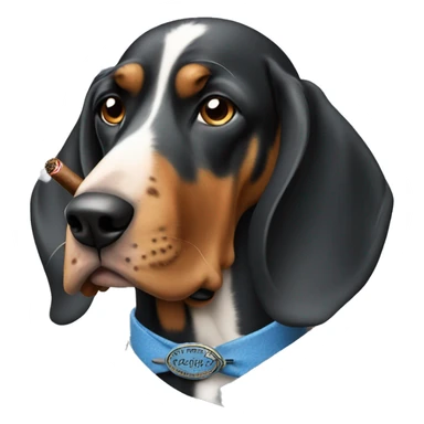 Blue tick hound smoking a cigar sticker