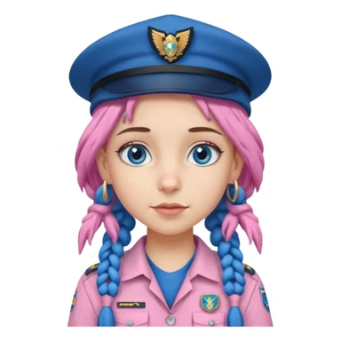 very pretty girl big blue eyes, scout girl with pretty pink uniform, blue dreadlocks, and big earrings and scouts hat sticker