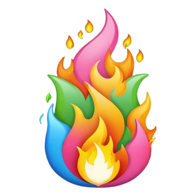 A fire emoji with the colors of the pride flag. Take away the small fire emojis besides the single big one sticker