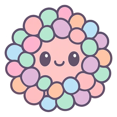cute face colorful vibrant round bumpy candy cluster, nerds gummy cluster sticker