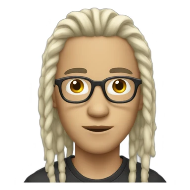 young guy with white dreadlocks wearing glasses sticker