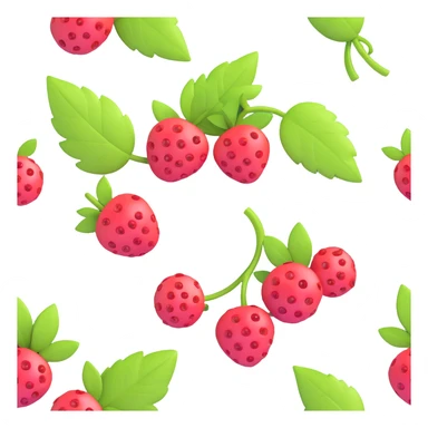 Add more volume to the berries and leaves, making them as three-dimensional as possible with expressive lighting and depth, in a modern 3D iOS style, on a clean background. sticker
