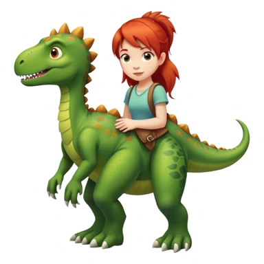 Red-haired girl with a dinosaur tail and animal paws instead of hands and feet sticker