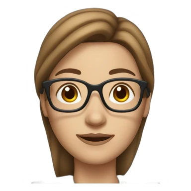 White nurse woman with long brown hair and glasses sticker