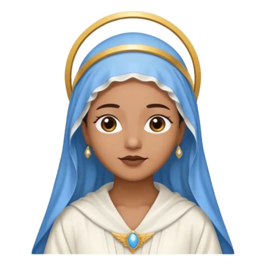 Nossa senhora das graças com manto branco e vel azul ,com áurea sticker
