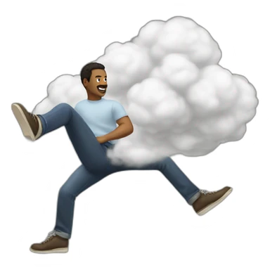 man kicking cloud sticker