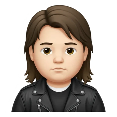 Long hair fat young boy in leather jacket sticker