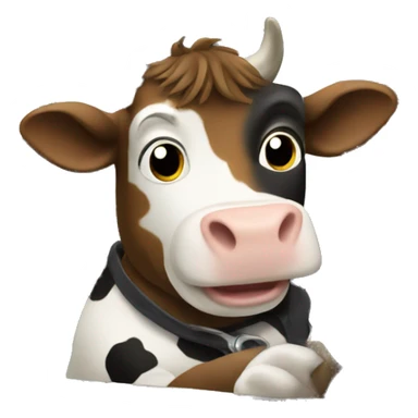 Cow driving a car sticker