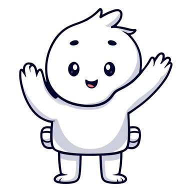 cute character waving hand sticker