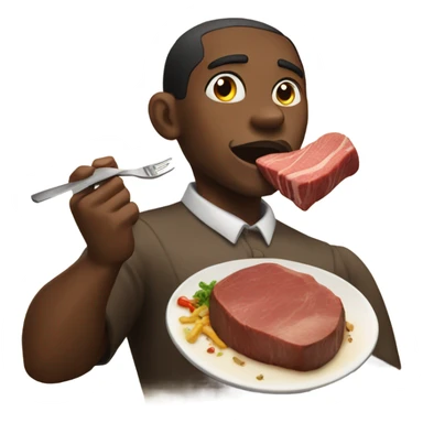 Black man eating a big steak from longhorn  sticker