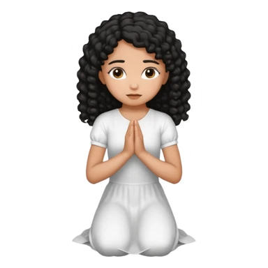 girl praying on knees curls black hair brown skin sticker