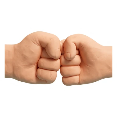 claymation style two fists bumping together, visible fingerprints, pastel colors sticker