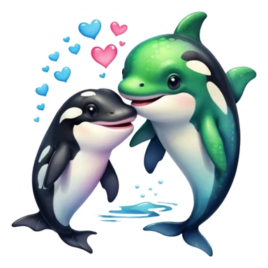 Frog and orca in love  sticker