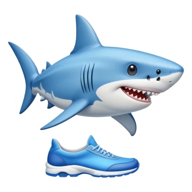 A shark with blue shoes sticker