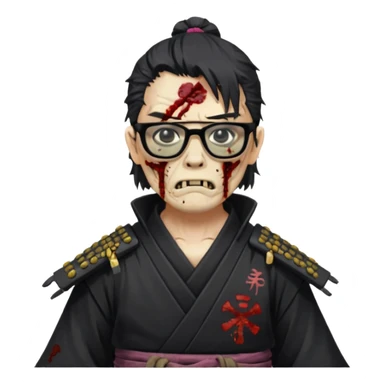 zombie samurai with black glasses sticker