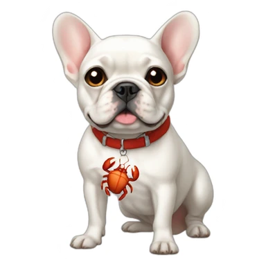 white FRENCH BULLDOg with crab sticker