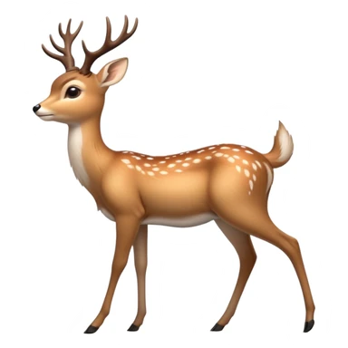 cinematic-[deer]-realistic-full-body-standing on all fours-emoji,-tail-tucked-close,-head-tilted-dramatically,-sleek-[fawn]-fur,-simplified-yet-realistic-focused-features,-highly-detailed,-glowing-with-an-almost-sarcastic-glow big antlers sticker