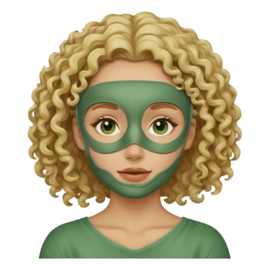 blond curly haired woman with full face clay mask sticker