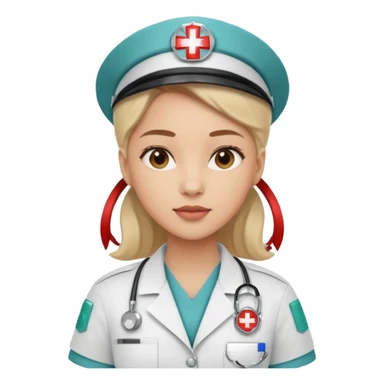 A young medic (woman) contributing to the local hospital sticker