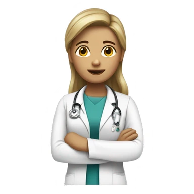 doctora con guardapolvo blanco, con pelo recogido de color rubio sticker