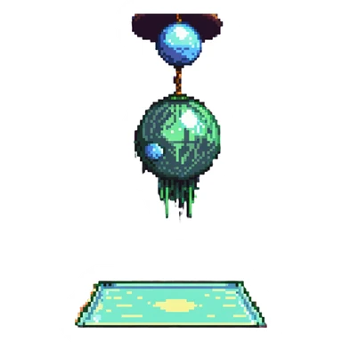 a slimy dance hall with goo dripping from the ceiling and a disco ball in pixel art style sticker