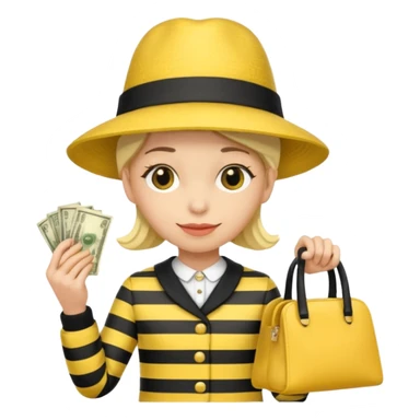 A Robber that just robes a bank** and that has yellow and black stripes that has a bag qith money inside with a chapeau sticker