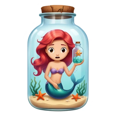 little mermaid in bottle, trapped in fear sticker