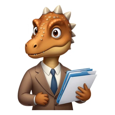 sad office dinosaur holding folders and papers sticker