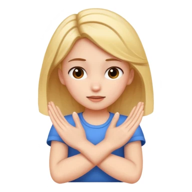 A girl with her hands crossed shaking her head  sticker