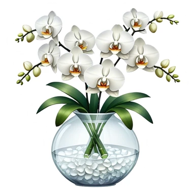 Bouquet of white orchids in crystal vase sticker