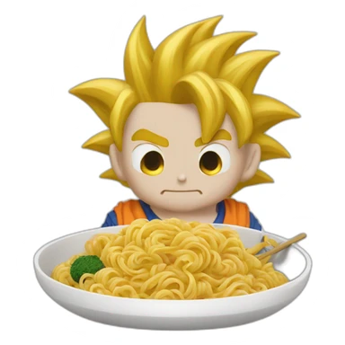 goku bragon ball eating noodles sticker