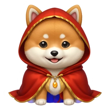 baby shiba dog, in magic red cloak sticker