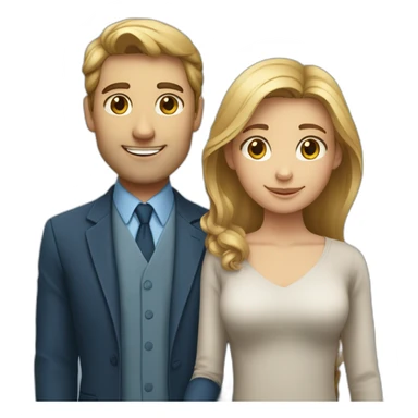 Un couple avec le garçon blond au yeux bleus et la fille brune  sticker