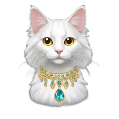 Turkish Angora Cat with jewelry sticker