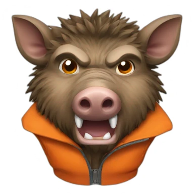 ANGRY wild boar with orange jacket sticker