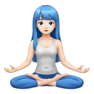 yoga girl long blue hair and bangs  sticker