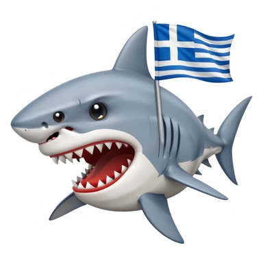 Shark angry with Greek flag  sticker