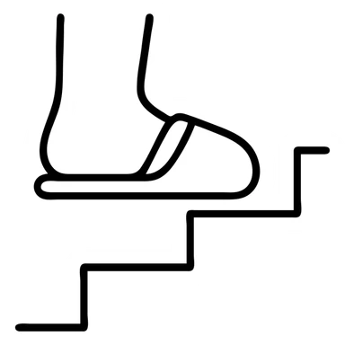 close up of a foot in a slipper on the stairs, minimal style, transparent background sticker