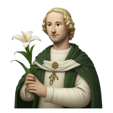 Petrarch holds a white lily in his hand sticker