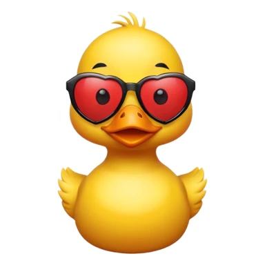 Make a frame emoji and inside it is a  yellow duck wearing red heart sunnies and the background is sky or anything blue make it like this 🌇 but what I described inside  sticker