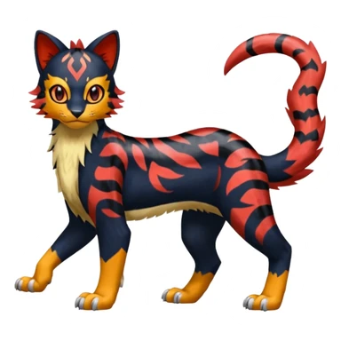 Furry Sneaky Mischievous Expressive Liepard-Nargacuga-Litten-Sprigatito-Pokémon-fusion-creature (full body) sticker