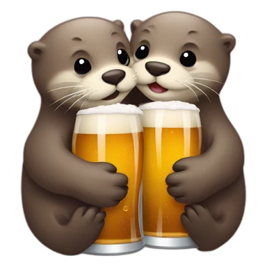 otters hugging making a heart drinkings many beers sticker