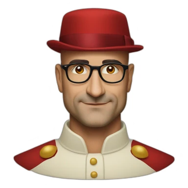 stanley tucci wearing a mitre cardinal hat sticker