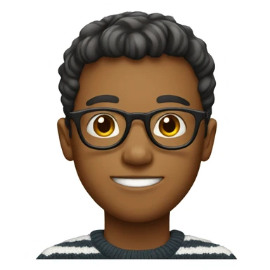 Boy wearing stripe sweater and glasses sticker