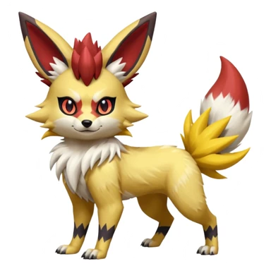 Feral Quadrupedal Digitigrade Zorua-Jolteon-Lycanroc-Furret-Renamon-Zeraora-Vernid-fusion-hybrid-creature, full body  sticker
