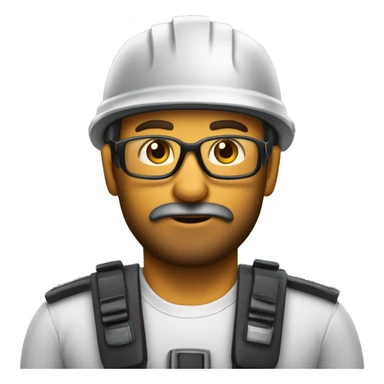 Trabalhador com capacete de segurança e óculos, barba sticker