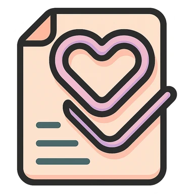 heart-shaped paperclip for documents, icon-color-outlined style, thin clean contours, soft rounded shapes, pastel palette #98B5BC, #B5B3C1, #C9A3C9, #E4C0CA, #F7DCD1, #F7C0AA, detailed shadows and highlights, soft lighting, no background sticker
