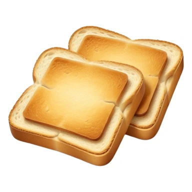 pair of crisp rectangular toast slices, golden-brown edges, airy texture, stacked or overlapping, soft lighting, subtle shadows, emoji scale sticker