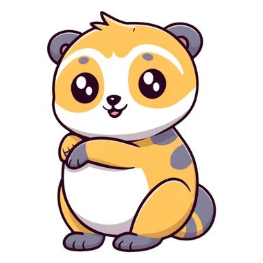 Meerkat hugging a panda sticker